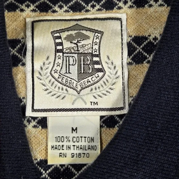 Vtg Pebble Beach Polo Shirt Men M Grandpa Knit Eclectic Preppy Baggy Grunge Punk - Picture 4 of 5